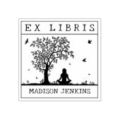 Ex Libris Yoga Meditation in der Natur, Buch Gummistempel (Prägung)