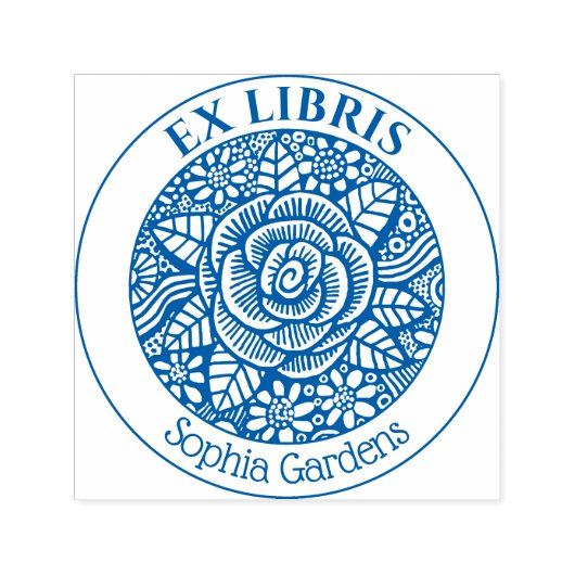 Ex Libris - Zeichnend Rose Permastempel (Design)