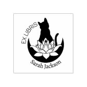 Ex Libris Zen Cat, Lotus Moon Book Gummistempel (Prägung)