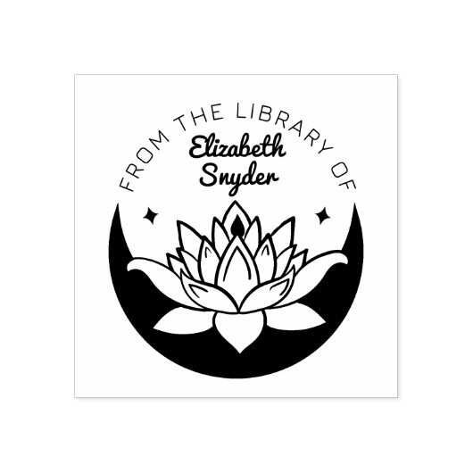 Ex Libris Zen Lotus Moon Book Gummistempel (Prägung)
