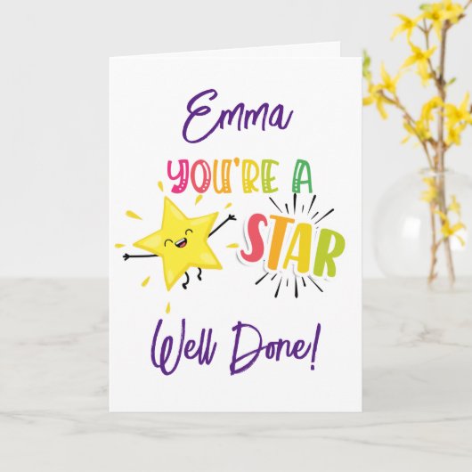 EXAM ERGEBNISSE GUT GETAN, Sie sind ein Stern! Karte (Gelbe Blume)