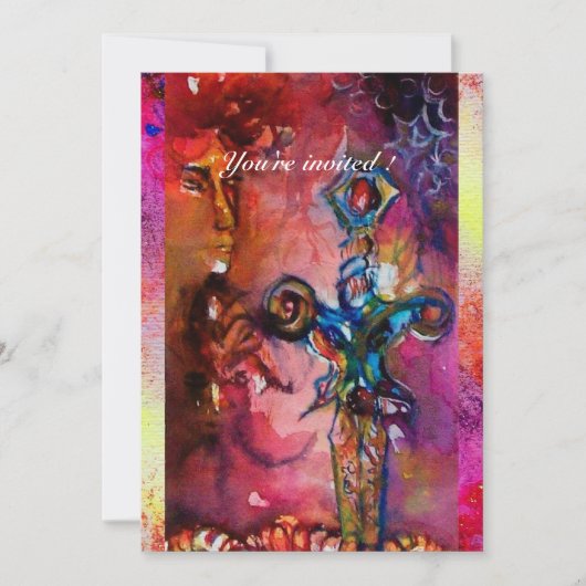 EXCALIBUR 1, hell rot, rosa lila Einladung (Vorderseite)