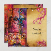 EXCALIBUR 3 , lila hellrotes, rosa Pergament Einladung (Vorne/Hinten)