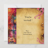 EXCALIBUR 3 , lila hellrotes, rosa Pergament Einladung (Rückseite)