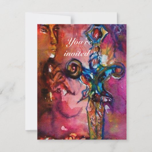 EXCALIBUR 5, hell rot, rosa lila Einladung (Vorderseite)