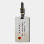 EXCALIBUR-Detail, rote lila blaue Monografie Gepäckanhänger (Vorderseite vertikal)