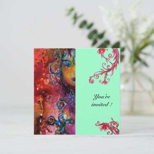 EXCALIBUR, hell rot, blau Einladung (Stehend Vorderseite)