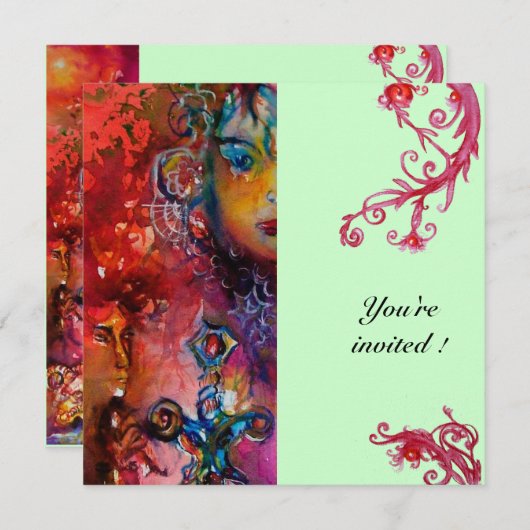 EXCALIBUR, hell rot, blau Einladung (Vorne/Hinten)