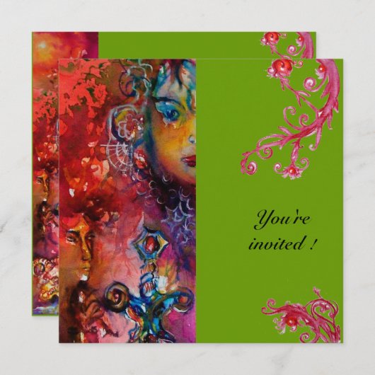 EXCALIBUR, hell rot, grau Einladung (Vorne/Hinten)