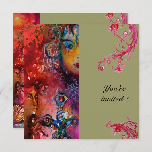 EXCALIBUR, hell rot, grau Einladung (Vorne/Hinten)