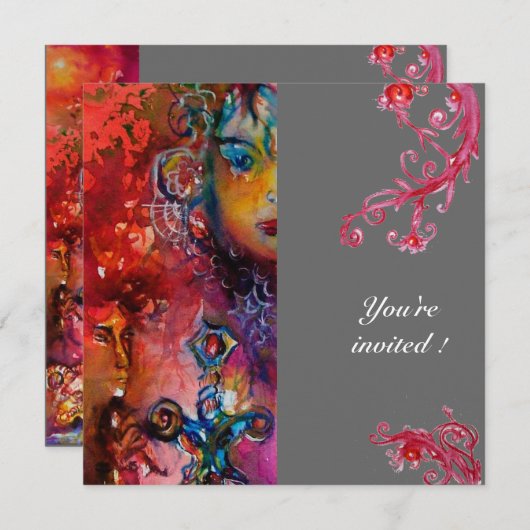 EXCALIBUR, hell rot, grau Einladung (Vorne/Hinten)