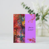 EXCALIBUR, hell rot, lila Einladung (Stehend Vorderseite)