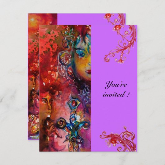 EXCALIBUR, hell rot, lila Einladung (Vorne/Hinten)