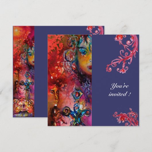 EXCALIBUR, hell rot, lila Einladung (Vorne/Hinten)