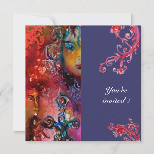 EXCALIBUR, hell rot, lila Einladung (Vorderseite)