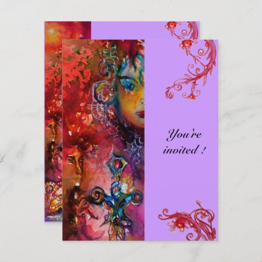 EXCALIBUR, hell rot, lila Einladung (Vorne/Hinten)