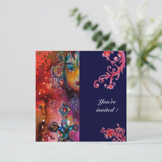 EXCALIBUR, hell rot, lila Einladung (Stehend Vorderseite)