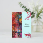 EXCALIBUR, hell rot, rosa blau Einladung (Stehend Vorderseite)