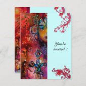 EXCALIBUR, hell rot, rosa blau Einladung (Vorne/Hinten)