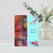 EXCALIBUR, hell rot, rosa blau Einladung (Stehend Vorderseite)