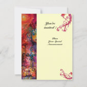 EXCALIBUR, hell rot, rosa blau, gelb Einladung (Rückseite)