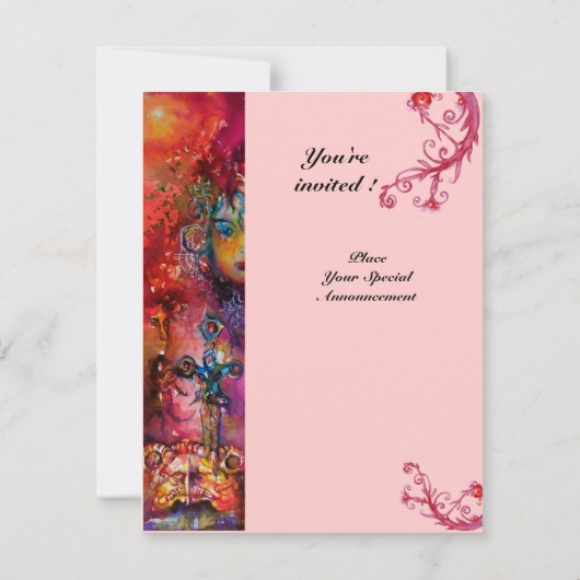 EXCALIBUR, hell rot, rosa Einladung (Rückseite)