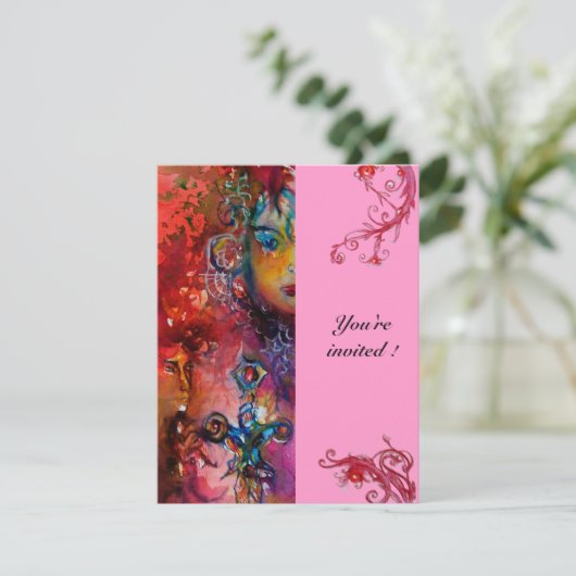 EXCALIBUR, hell rot, rosa Einladung (Stehend Vorderseite)