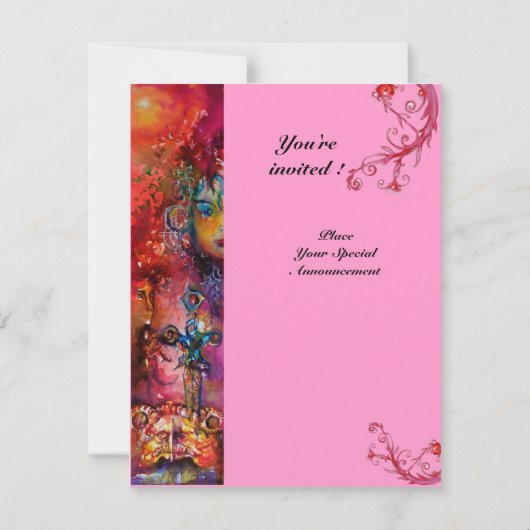 EXCALIBUR, hell rot, rosa Einladung (Rückseite)