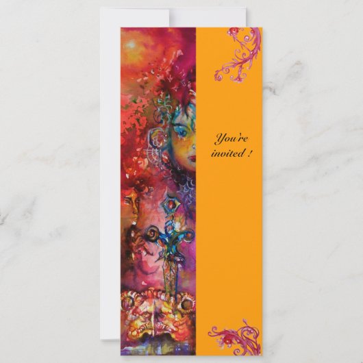 EXCALIBUR, hell rot, rosa gelb Einladung (Vorderseite)