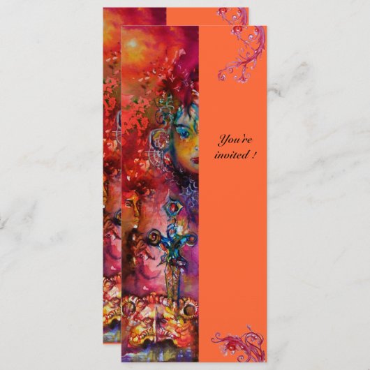 EXCALIBUR, hell rot, rosa gelb Einladung (Vorne/Hinten)