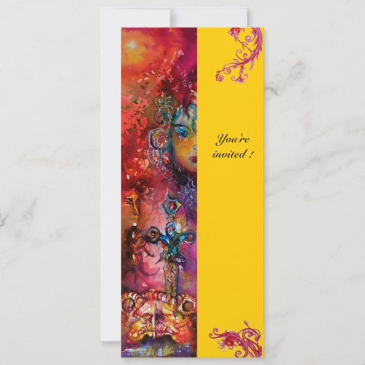 EXCALIBUR, hell rot, rosa gelb Einladung (Vorderseite)