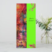 EXCALIBUR, hell rot, rosa grün Einladung (Stehend Vorderseite)