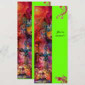 EXCALIBUR, hell rot, rosa grün Einladung (Vorne/Hinten)