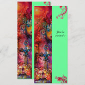 EXCALIBUR, hell rot, rosa grün Einladung (Vorne/Hinten)