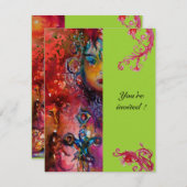 EXCALIBUR, hell rot, rosa grün Einladung (Vorne/Hinten)