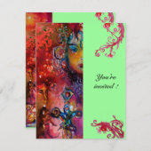 EXCALIBUR, hell rot, rosa grün Einladung (Vorne/Hinten)