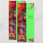 EXCALIBUR, hell rot, rosa grün Einladung (Vorne/Hinten)