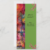 EXCALIBUR, hell rot, rosa grün Einladung (Rückseite)