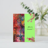 EXCALIBUR, hell rot, rosa grün Einladung (Stehend Vorderseite)