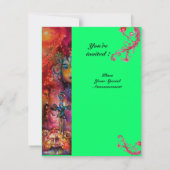 EXCALIBUR, hell rot, rosa grün Einladung (Rückseite)