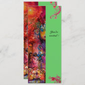 EXCALIBUR, hell rot, rosa grün Einladung (Vorne/Hinten)