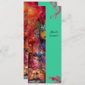 EXCALIBUR, hell rot, rosa grün Einladung (Vorne/Hinten)