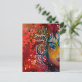 EXCALIBUR, hell rot, rosa lila Einladung (Stehend Vorderseite)