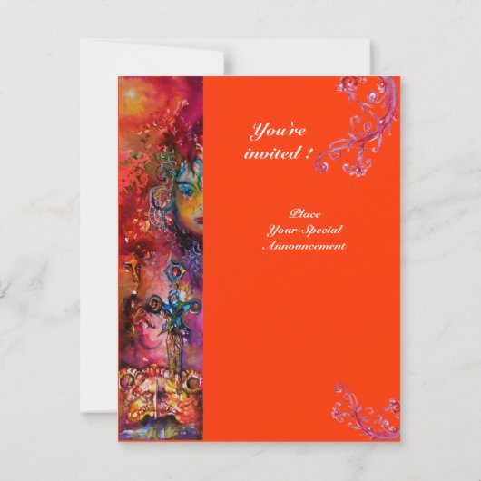 EXCALIBUR, hell rot, rosa orange Einladung (Rückseite)