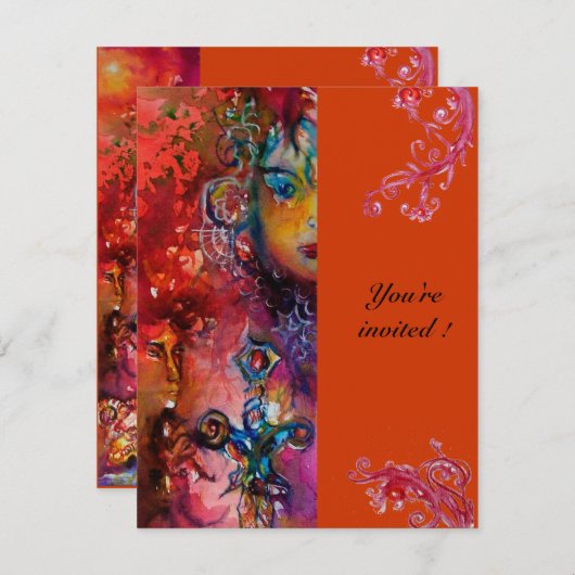 EXCALIBUR, hell rot, rosa orange Einladung (Vorne/Hinten)