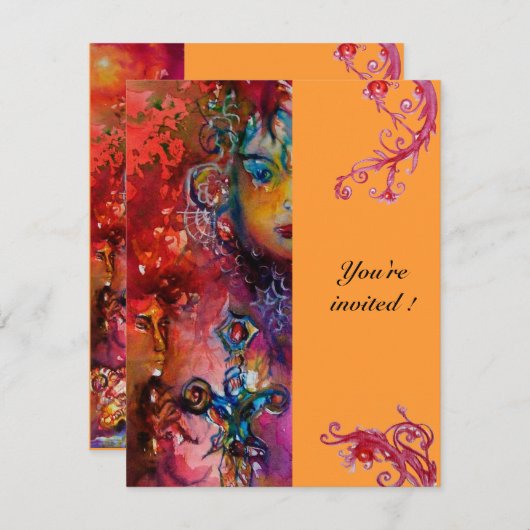 EXCALIBUR, hell rot, rosa orange Einladung (Vorne/Hinten)