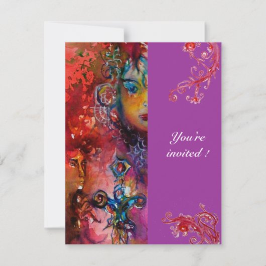 EXCALIBUR, hell rot, rosa violett Einladung (Vorderseite)