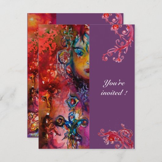 EXCALIBUR, hell rot, rosa violett Einladung (Vorne/Hinten)