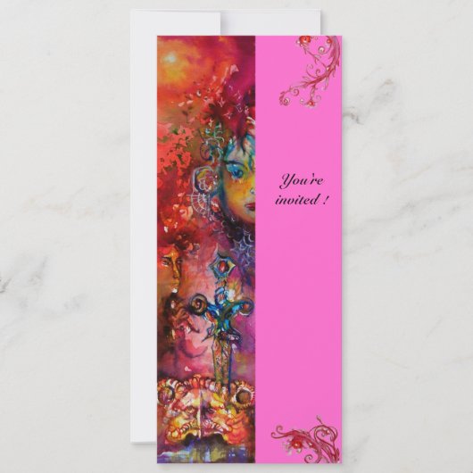 EXCALIBUR, hell rot, rosa violett Einladung (Vorderseite)