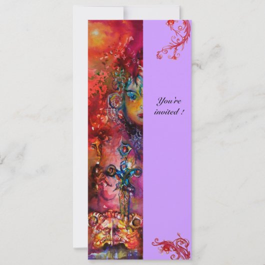 EXCALIBUR, hell rot, rosa violett Einladung (Vorderseite)
